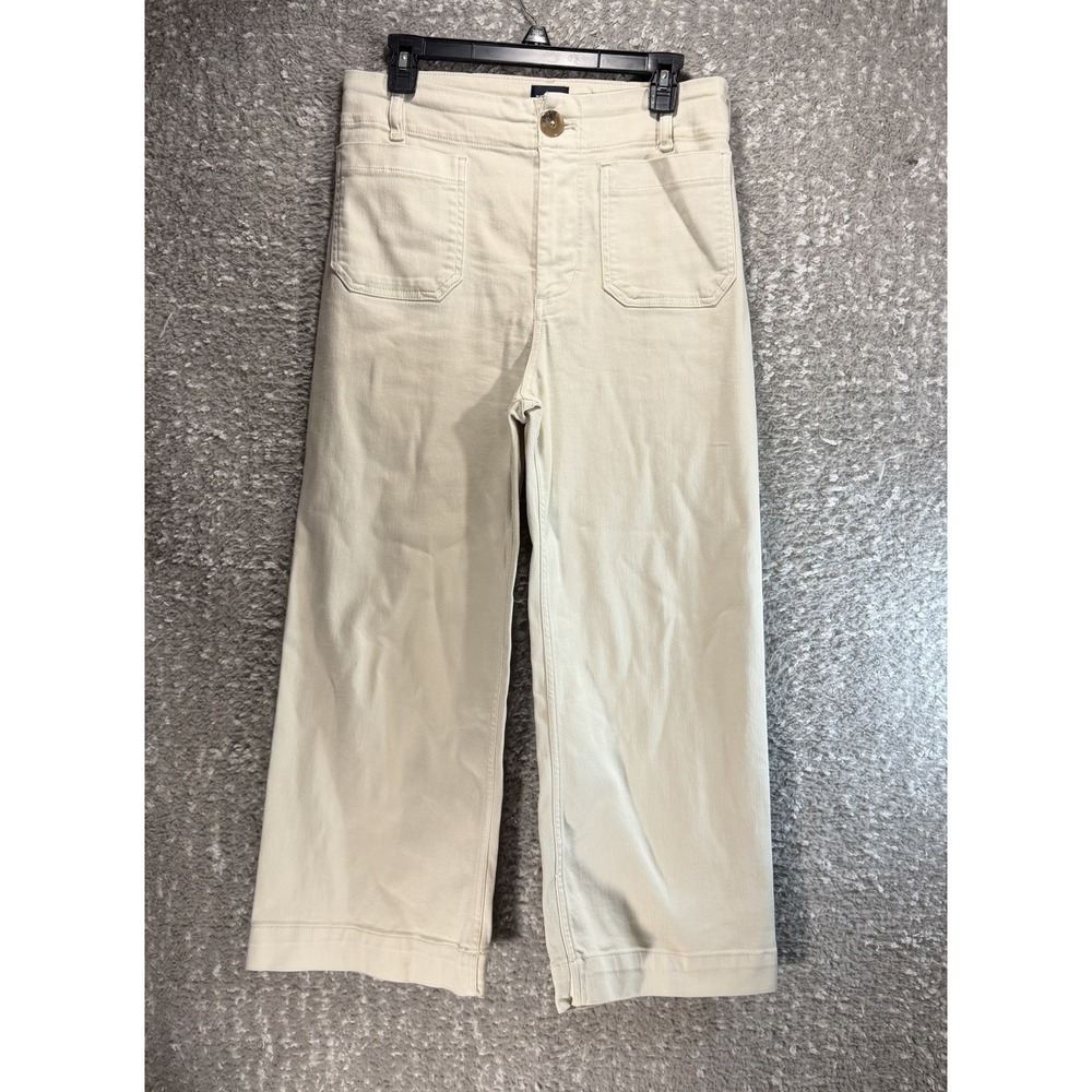 Anthropologie The Colette Cropped Wide-Leg Jeans Tan 29 Bohemian Preppy
